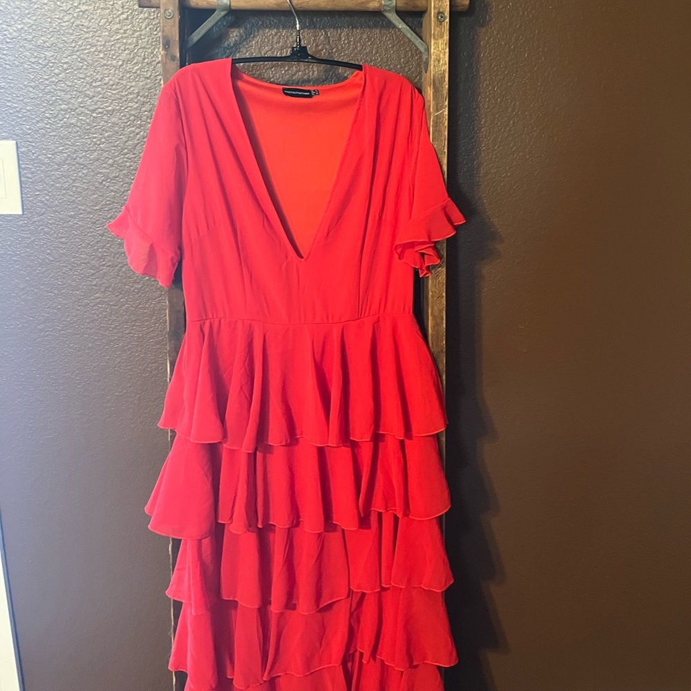 Red long maxi dress